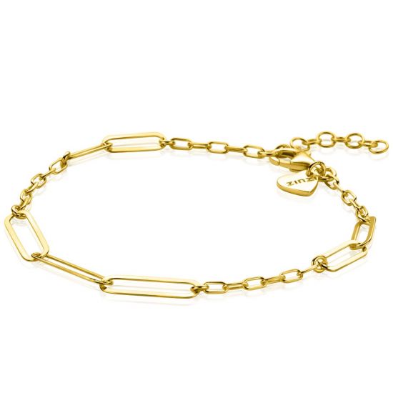 ZINZI Gold Plated Sterling Silver Bracelet with Multiple Paperclip Chains 16.5-19.5cm ZIA2361