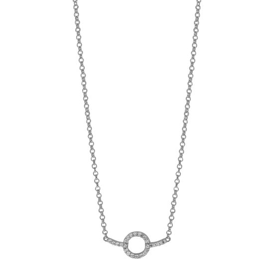 ZINZI Sterling Silver Necklace Circle and Bar Design with White Zirconias 42-45cm ZIC1063