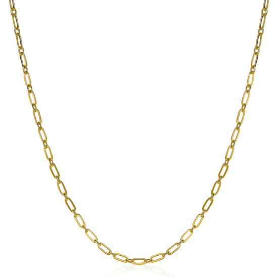 ZINZI Gold Plated Sterling Silver Chain Necklace Paperclip width 2,4mm 45cm ZIC2033G