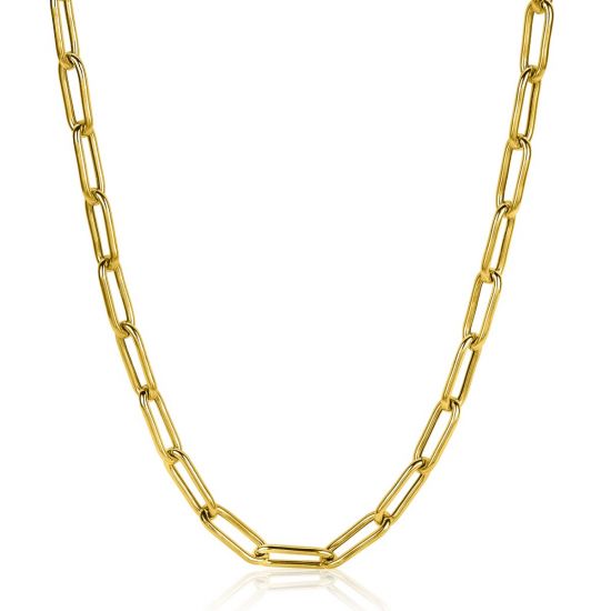 ZINZI Gold Plated Sterling Silver Chain with Paperclip Chains 5.5mm width 45cm ZIC2286G
