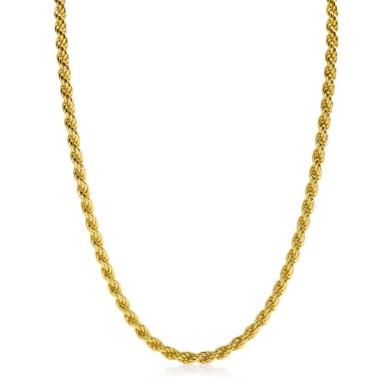 ZINZI Gold Plated Sterling Silver Rope Chain Necklace 60cm 4mm width ZIC2343G60