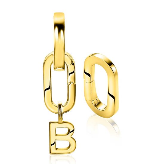 16mm ZINZI Gold Plated Sterling Silver Earrings Pendants Oval Clasp for Charms ZICH2060G (excl. hoop earrings)