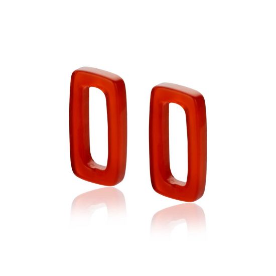16mm ZINZI Earrings Pendants Rectangle in Red Agate ZICH2230 (excl. hoop earrings)