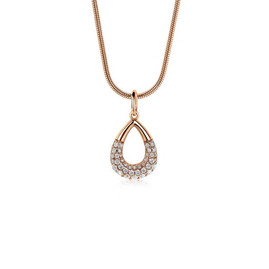 ZINZI Rose Gold Plated Sterling Silver Pendant Drop White ZIH1756R