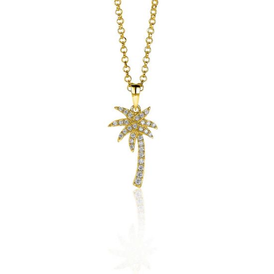 18mm ZINZI Gold Plated Sterling Silver Pendant Palm Tree White ZIH2083
