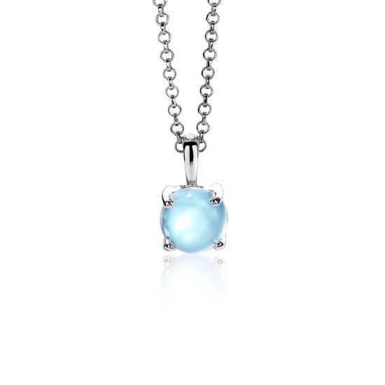 14mm ZINZI Sterling Silver Pendant Prong Setting Soft Blue ZIH2089B