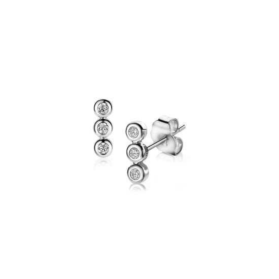 ZINZI Sterling Silver Stud Earrings 3x Round White ZIO1443