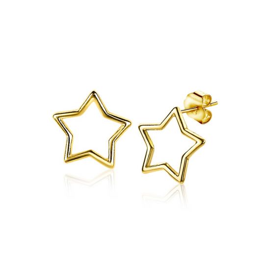 8mm ZINZI Gold Plated Sterling Silver Stud Earrings Open Star ZIO2092G