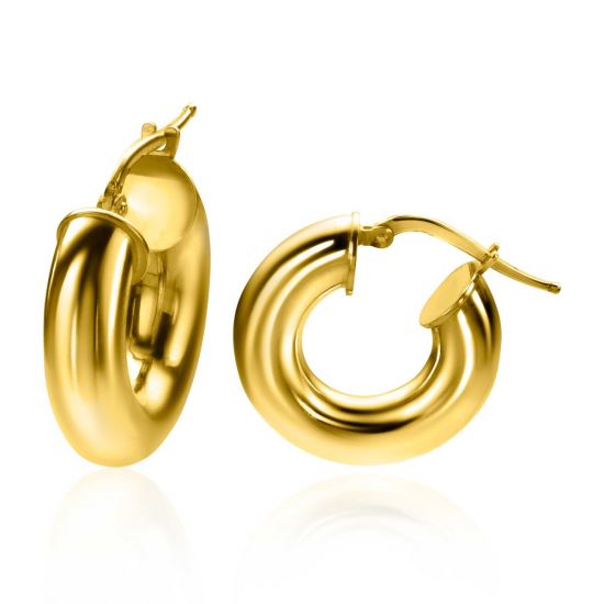 22mm ZINZI Gold Plated Sterling Silver Hoop Earrings Smooth width 5mm ZIO2277G