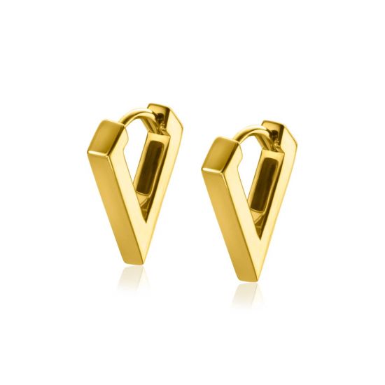 16mm ZINZI Gold Plated Sterling Silver Hoop Earrings Triangle Shape 16x3mm ZIO2318G