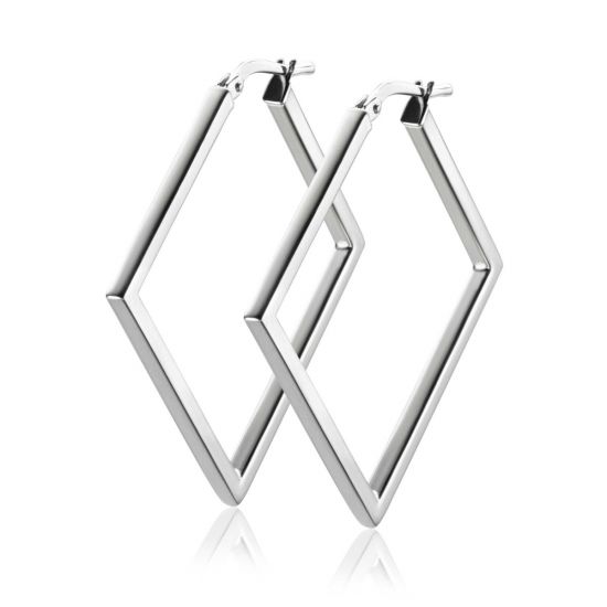 29mm ZINZI Sterling Silver Trendy Hoop Earrings Square Shape width tube 2mm ZIO2336L