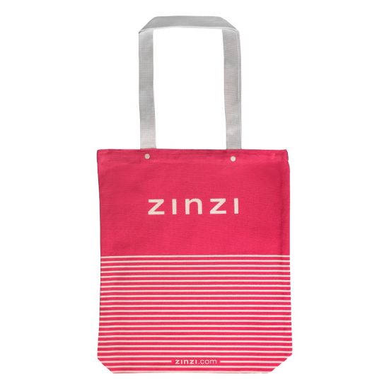 Zinzi katoenen shop bag roze wit