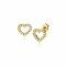 7mm ZINZI 14K Gold Stud Earrings Open Heart White Zirconias ZGO450