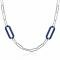 ZINZI Sterling Silver Luxurious Necklace 43cm with Paperclip Chain and 2 Large Trendy Oval Chain in Lapis Lazuli Blue ZIC-BF93