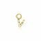 ZINZI Sterling Silver 14K Yellow Gold Plated Letter Ear Pendant V (per piece)