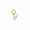 ZINZI Sterling Silver 14K Yellow Gold Plated Letter Ear Pendant V (per piece)