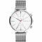 ZINZI Traveller horloge witte wijzerplaat en kast stalen mesh band 39mm dual time ZIW706M