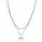 ZINZI Sterling Silver Multi-look Necklace 50cm: Combination of Curb and Paperclip Chains with Trendy T-Bar Set with White Zirconias ZIC2462