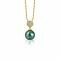 ZINZI zilveren parelhanger geelverguld 18mm witte zirconia's groene parel ZIH1151GG