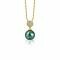 ZINZI Gold Plated Sterling Silver Pendant Green Pearl White Zirconias 18mm ZIH1151GG