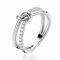 ZINZI Sterling Silver Crossover Ring Knot and White Zirconias ZIR2505