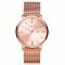 ZINZI Roman horloge roségoudkleurige wijzerplaat en kast stalen mesh band roségoudkleurig 34mm extra dun ZIW505M