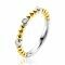 ZINZI Gold Plated Sterling Silver Stackable Ring Beads Shank and 3 Round Settings with White Zirconia ZIR2569