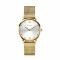 ZINZI Lady Crystal Watch 28mm Silver Colored Dial with White Crystals Gold Colored Colored Case and Mesh Strap ZIW633M