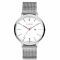 Zinzi Retro horloge witte wijzerplaat stalen kast zilvergekleurd stalen mesh band zilvergekleurd 38mm extra dun ZIW406M
