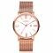 ZINZI Roman horloge witte wijzerplaat stalen kast roségoudkleurig stalen mesh band roségoudkleurig 34mm extra dun ZIW508M