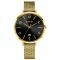 ZINZI Watch SOPHIE 38mm Black Dial with Date Gold Colored Stainless Steel Case and Mesh Strap 14mm ZIW1443
