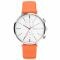 ZINZI Traveller horloge witte wijzerplaat en kast oranje leren band 39mm dual time ZIW706O