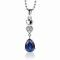 24mm ZINZI Sterling Silver Pendant Hearts Drop White Blue ZIH2124 (excl. necklace)