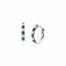 12mm ZINZI Sterling Silver Hoop Earrings Round White Zirconias and Dark Blue Color Stones 2mm width tube ZIO2559