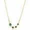 ZINZI Gold Plated Sterling Silver Chain Necklace with 3 Round Settings with Black Stone and 1 Oval Setting with Green Stone 42-45cm ZIC2389