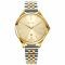 ZINZI Classy horloge 34mm goudkleurige wijzerplaat goudkleurige stalen kast en bicolor band, datum ziw1010
