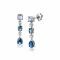 29mm ZINZI Sterling Silver Long Earrings Square, Oval and Drop Blue Color Stones with Small White Zirconias ZIO2397