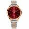 ZINZI Classy Watch 34mm Dark Red Dial Rose Gold Colored Stainless Steel Case and Bicolor Strap with Date ZIW1038