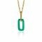 ZINZI Gold Plated Sterling Silver Pendant Open Oval Green Agate ZIH2208G (excl. necklace)