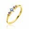 ZINZI Gold Plated Sterling Silver Ring with Blue, Purple and Champagne Color Stones in Diamond-Shape ZIR2443