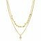 ZINZI Gold Plated Sterling Silver Multi-look Necklace with Round Setting with White Zirconia and Beads 39-42cm ZIC2520Y