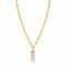 ZINZI Gold Plated Sterling Silver Chain Necklace with Luxurious Pendant (30mm) of 3 Square Settings Set with Pink and Turquoise Color Stones 43-45cm ZIC2454