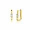 15mm ZINZI Gold Plated Sterling Silver Hoop Earrings Rectangular Shape with Oval White Zirconia Square Tube width 2mm ZIO2448G