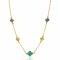 ZINZI gold plated silver link necklace with two dark blue clovers and one larger green clover 40-45cm ZIC2583

