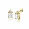 9mm ZINZI Gold Plated Sterling Silver Stud Earrings Baguette Rectangle White ZIO2441