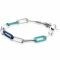 ZINZI Sterling Silver Paperclip Chain Bracelet with Trendy Chains in Turquoise and Lapis Blue 19cm ZIA2456