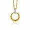 15mm ZINZI Sterling Silver Bicolor Round Pendant Twist Design Bail Set with White Zirconias ZIH2403Y (excl. necklace)