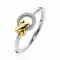 ZINZI Sterling Silver Ring with Gold Plated Cross and Round White Zirconia ZIR2260