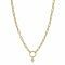 ZINZI Gold Plated Sterling Silver Paperclip Chain Necklace Round White Zirconia 45cm ZIC2200Y