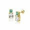 12mm ZINZI Gold Plated Sterling Silver Stud Earrings Set with a Small Round Green Color Stone and Oval White Zirconia ZIO2438